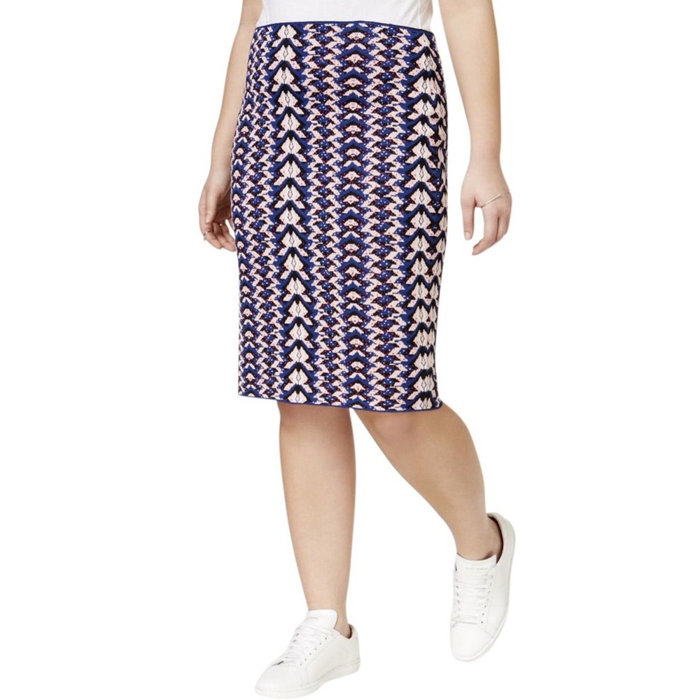 Rachel Roy Navy Pink Knit Printed Knit Skirt